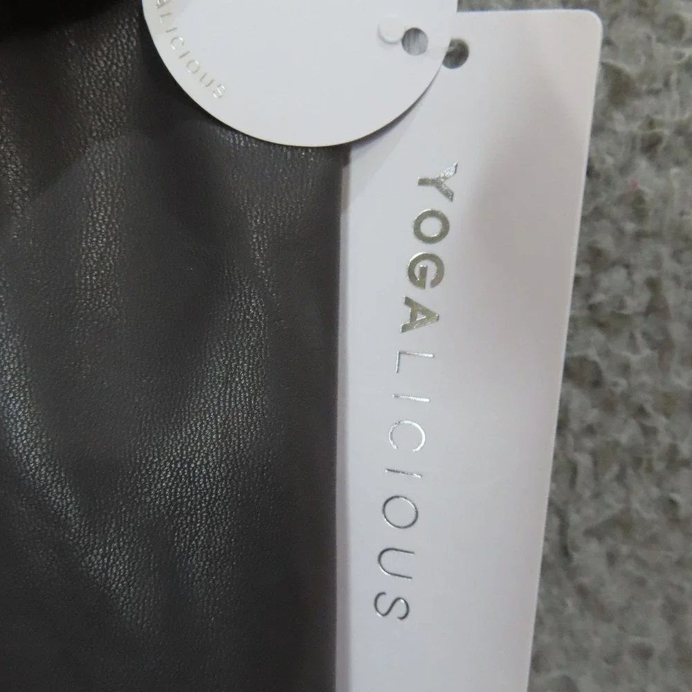 Yogalicious Lady Love Faux Leather Ankle Tight Leggings Pavement‎ Grey Large NEW